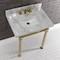 Kingston Brass KVPB30MSQ7 30-Inch Carrara Marble Console Sink, Marble White/Brushed Brass KVPB30MSQ7 - alternate 2